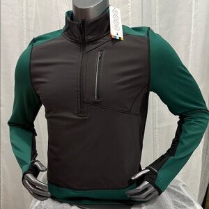 Men's smart wool men’s medium Black and evergreen 1/2 zip Jacket